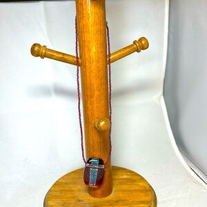 Dichroic Bead necklace in reds, pinks and blues